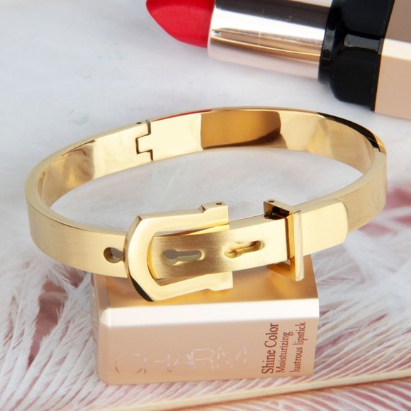 Belt Bracelet High Quality Electroplated Gold Bangle - Picture 5 of 8